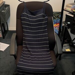 Abercrombie & Fitch navy & white striped knit-ribbed midi dress in Large